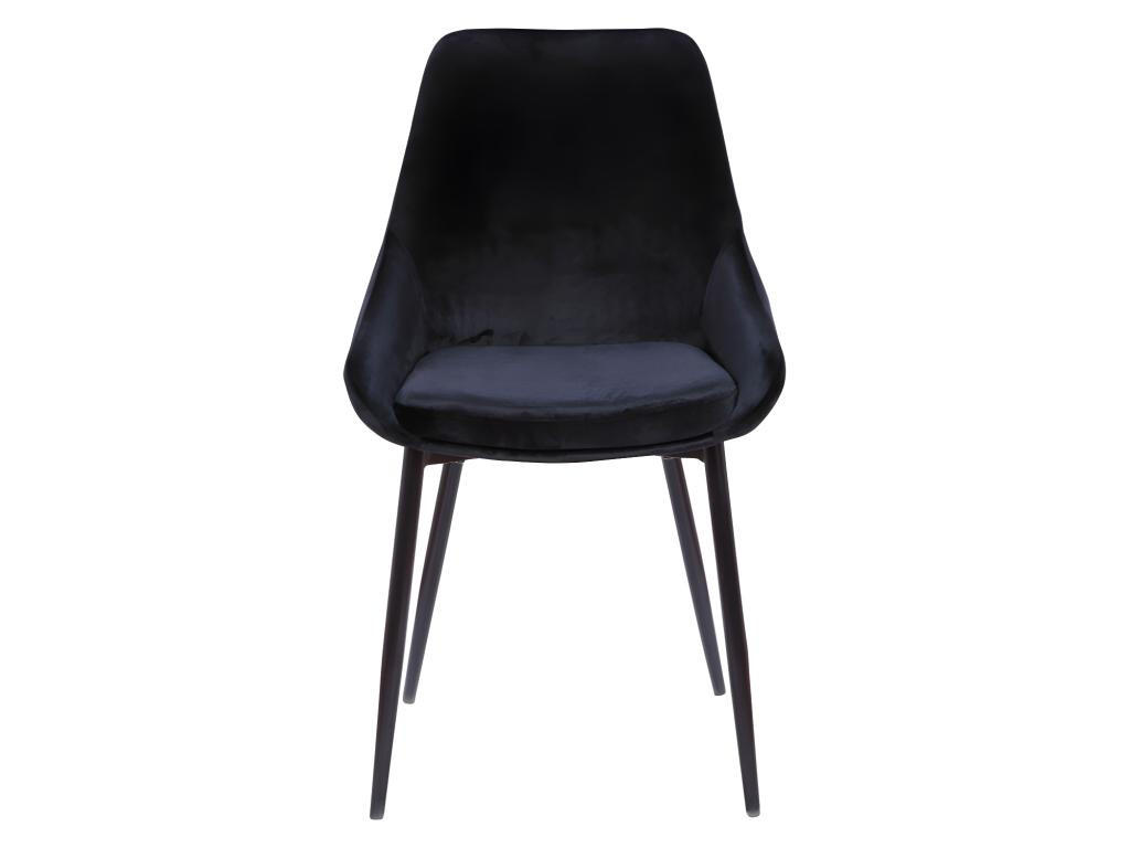 STUHL 2er-Set - Samt & Schwarzes Metall - Schwarz - MASURIE - Schwarz, Textil (56/85.5/49cm) - Vente-Unique