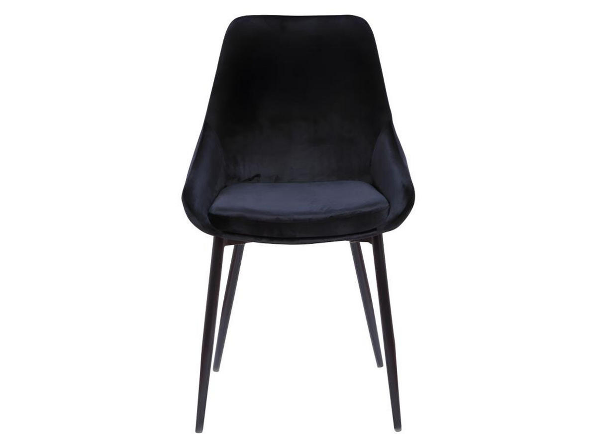 STUHL 2er-Set - Samt & Schwarzes Metall - Schwarz - MASURIE - Schwarz, Textil (56/85.5/49cm) - Vente-Unique