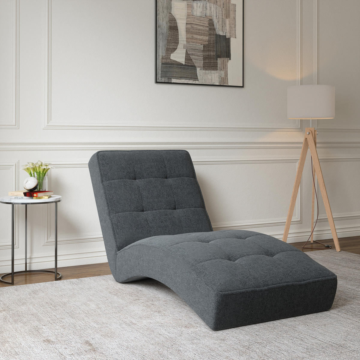 CHAISELONGUE - Livano - Dunkelgrau (Twist 20) - Dunkelgrau, Holzwerkstoff (73/79/170cm) - Möblo