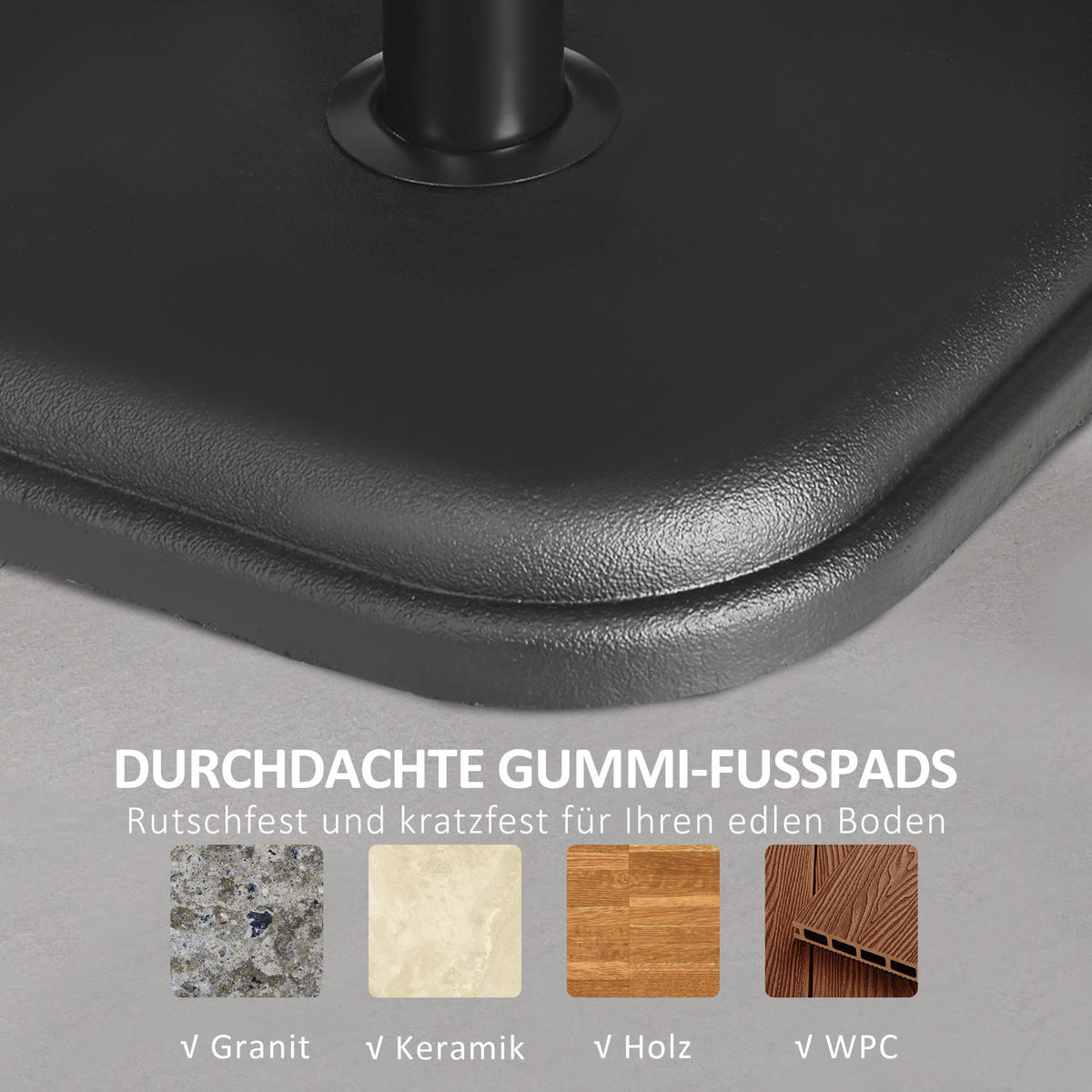 SONNENSCHIRMSTÄNDER PE Beton Schwarz - Schwarz, Kunststoff (36/36cm) - Outsunny