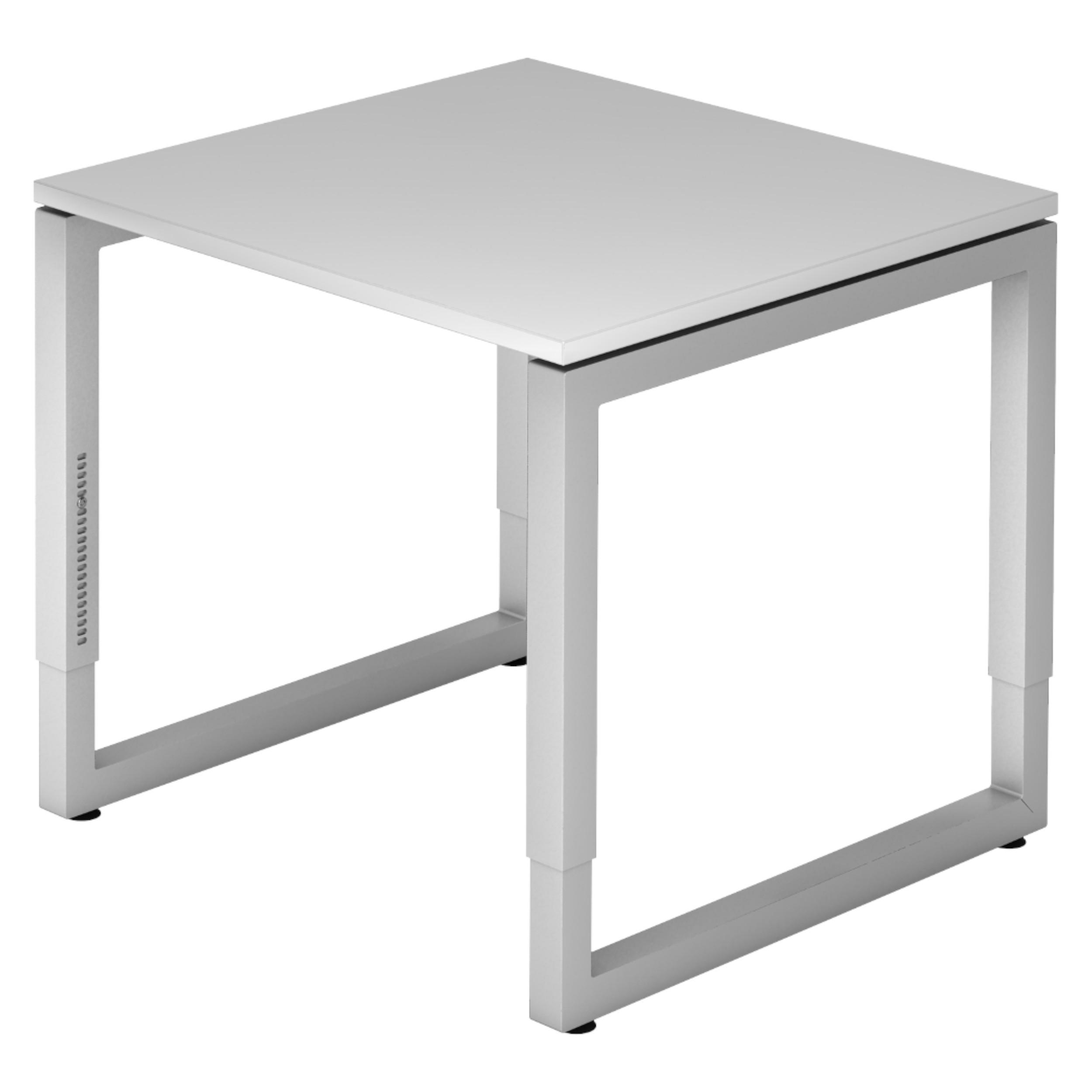SCHREIBTISCH Serie-R 80/80/74 cm in Grau/Silberfarben - Silberfarben/Grau, Holzwerkstoff (80/80/74cm) - bümö