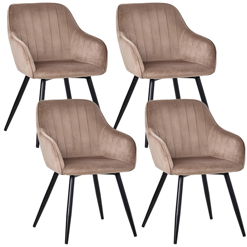 ARMLEHNSTUHL-SET 4 Stück in Samt(YZ5) - Braun, Textil (58/81/63cm) - HOMAVO