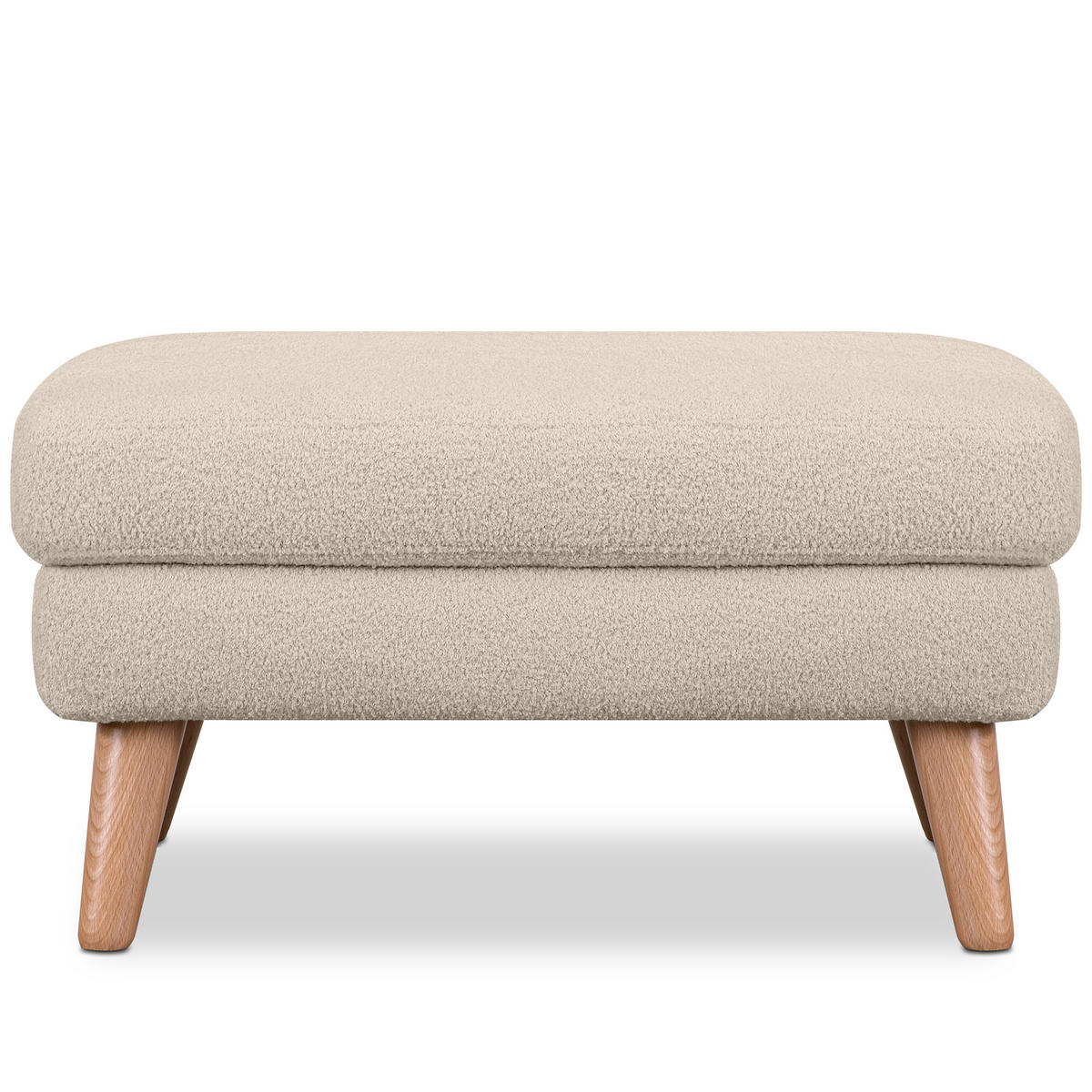 SITZHOCKER TAGIO Pouffe, creme - Creme/Braun, Buchenholz/Textil (65/46/80cm) - KONSIMO®