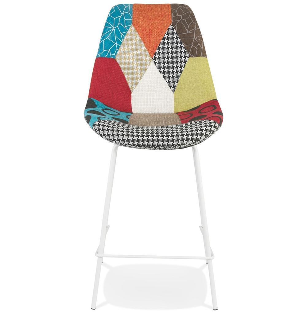 BARHOCKER – Patchwork, 65 cm, hohe Lehne, Metall Weiß, REMAXO - Multicolor/Weiß, Textil/Metall (45/105/49cm) - KADIMA DESIGN