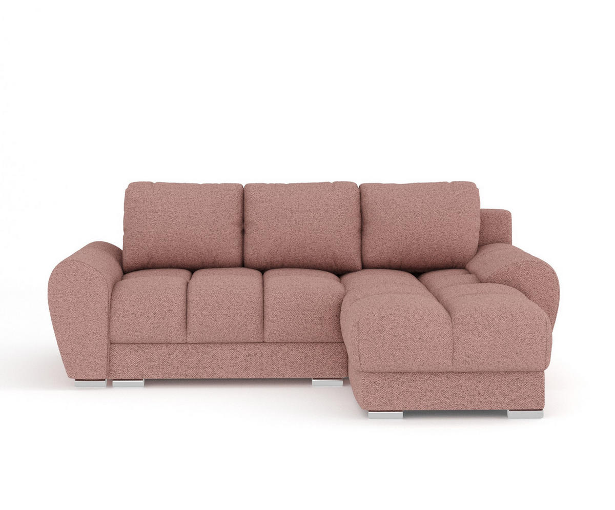ECKSOFA MIT SCHLAFFUNKTION Peebles Rosa Webstoff - Chromfarben/Pink, Holz/Holzwerkstoff (256/175cm) - Maison de Reve