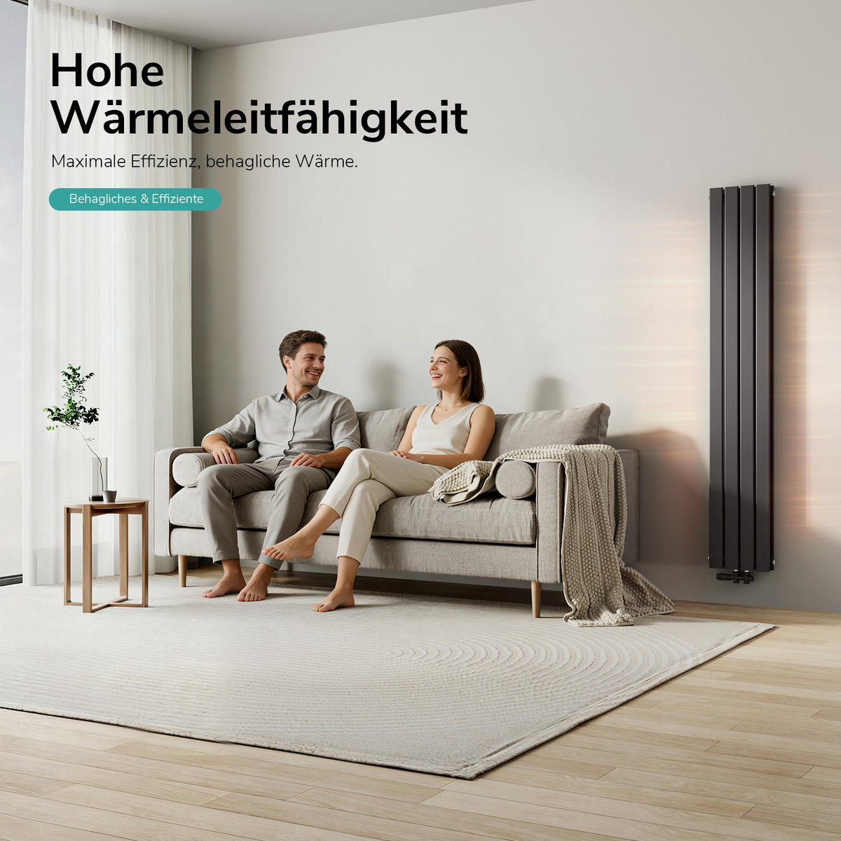 RAVNI RADIJATOR CRNI 180/30/6,3 cm - antracit, metal (30/180/6.3cm) - EMKE