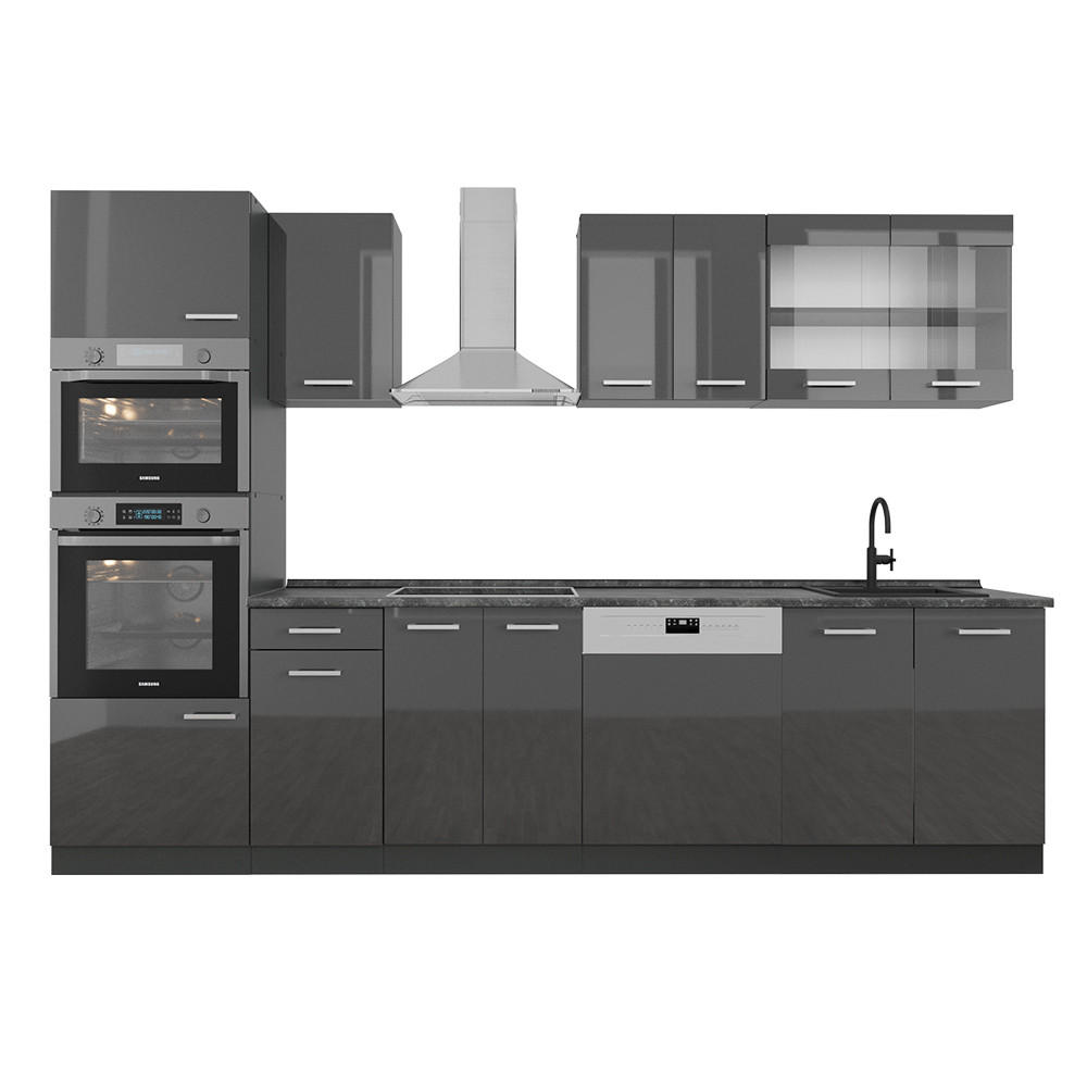 Schwarz Hochglanz/Anthrazit, Holzwerkstoff (300/81.6/60cm) - Vicco