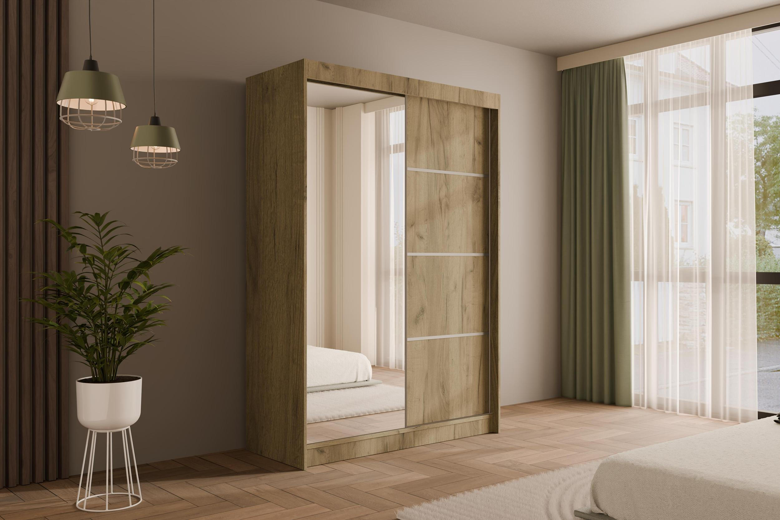 KLEIDERSCHRANK PAOKI - 120 cm - Braun - Braun, Holzwerkstoff (120/215/61cm) - ALTDECOR