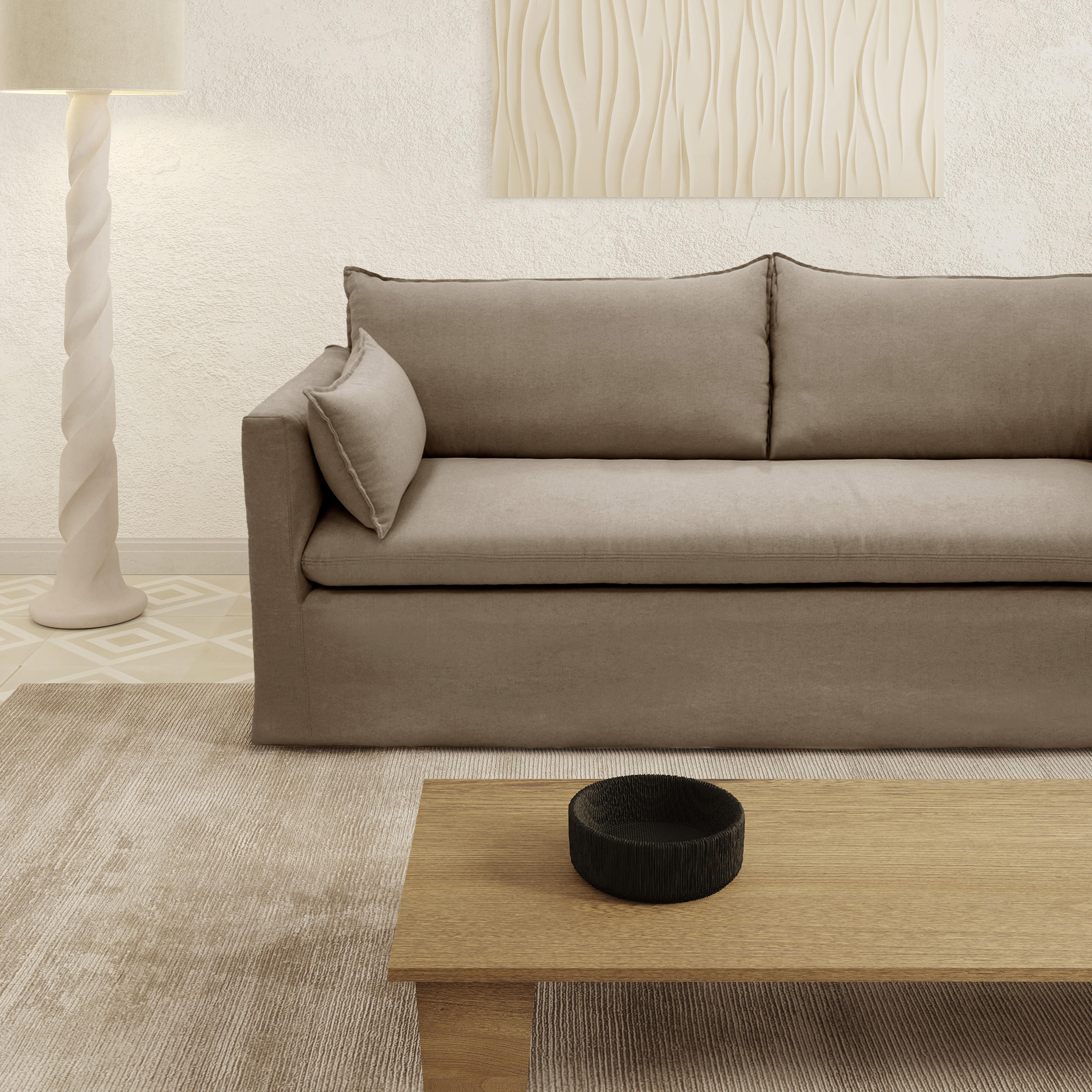 SOFA 3-SITZER Leinen und Baumwolle Eiskastanienbraun 206cm - Hellbraun, Textil (206/93/89cm) - Sia Home