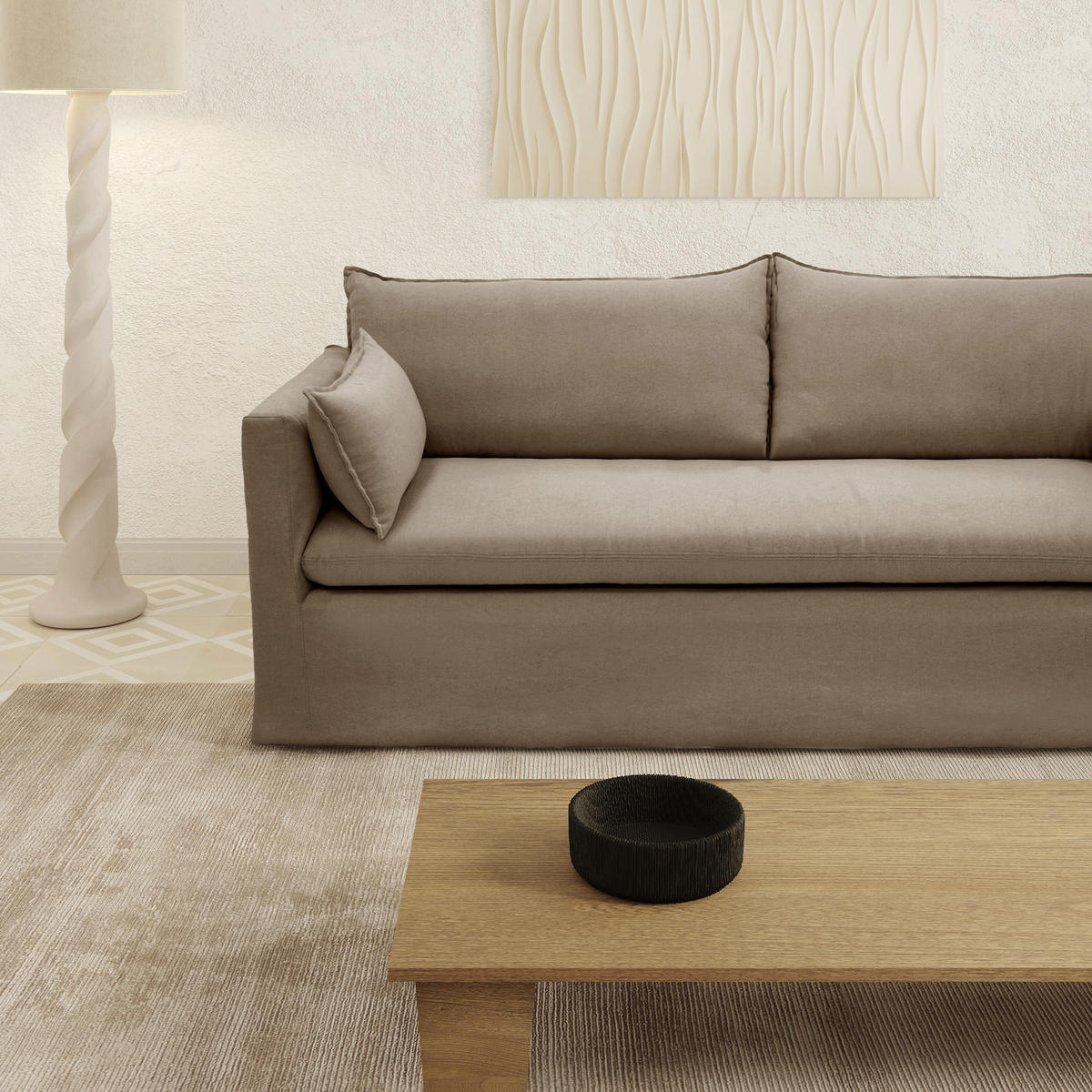 SCHLAFSOFA GERADE Leinen und Baumwolle Eiskastanienbraun 206cm - Hellbraun, Textil (206/93/89cm) - Sia Home