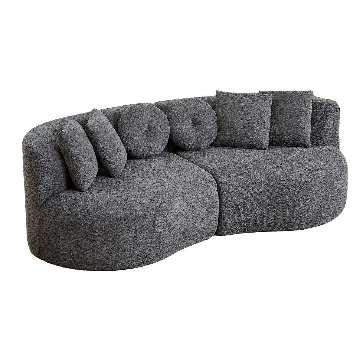 3-SITZER SOFA Geschwungenes Modulares Chenille Cashew - Grau, Textil (223/79/109cm) - Urban Meuble
