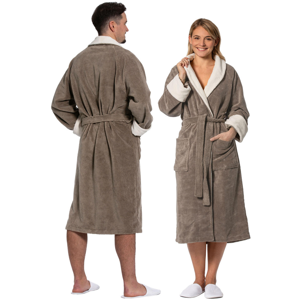 BADEMANTEL, S, Außen: 100% Polyester; Innen: 50% Bambus-Viskose, 50% Baumwolle , Braun - Hellbraun, Textil (Snull) - Zollner