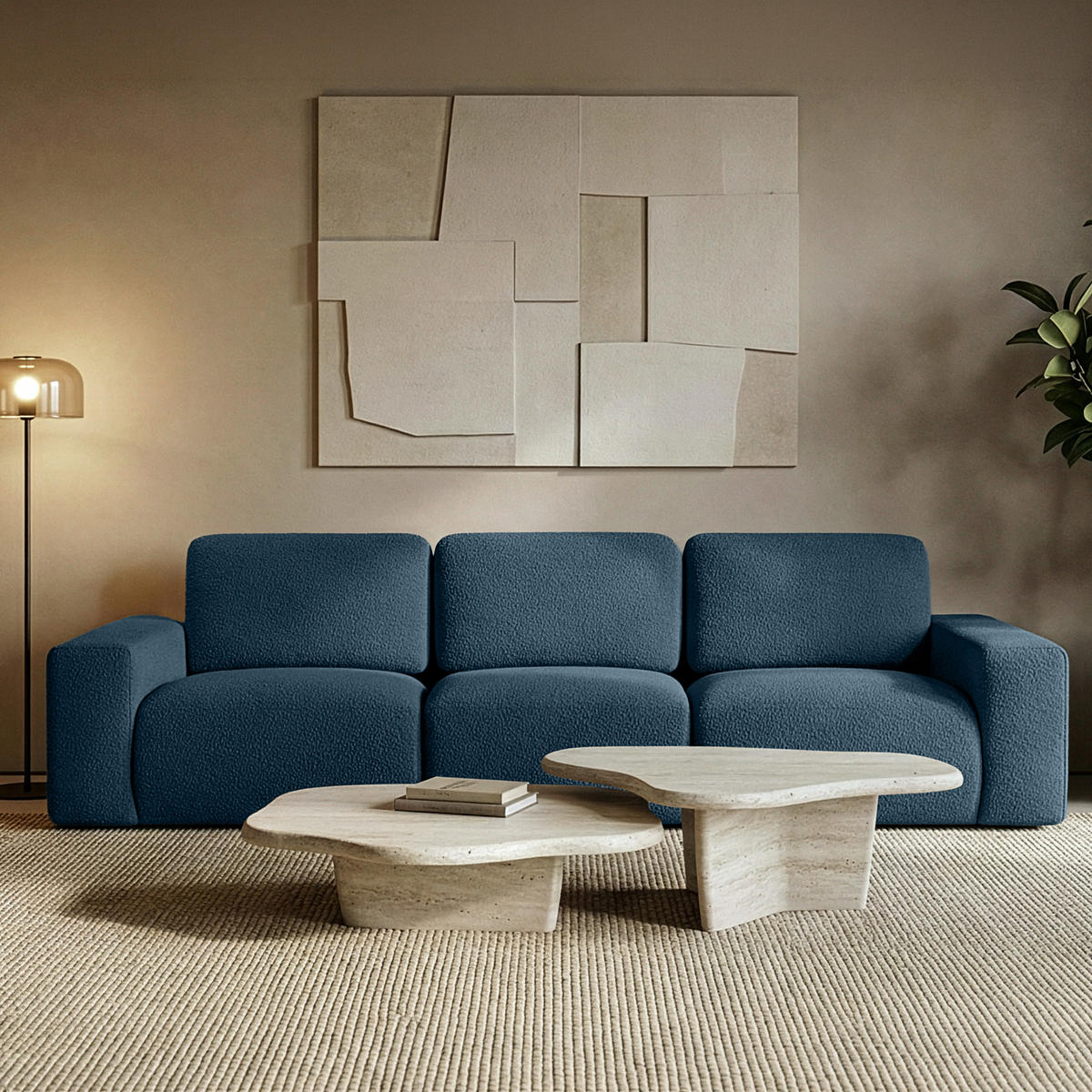 3-SITZER SOFA ZUCCO, Dunkelblau - Dunkelblau, Holz/Holzwerkstoff (292/85/100cm) - KONSIMO®