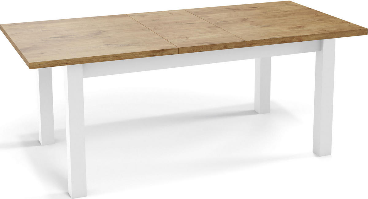 ESSTISCH Molly rechteckig ausziehbar, Lancelot Eiche 160-240/90/75 cm - Eichefarben/Weiß, Holz/Holzwerkstoff (160/90/75cm) - WFL GROUP