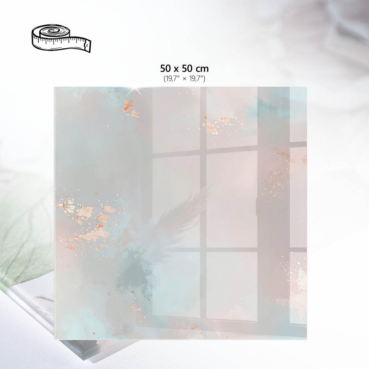 TISCHPLATTE 50x50 cm – Pastellabstraktion - Weiß, Glas (0.4/50/50cm) - Wallfluent