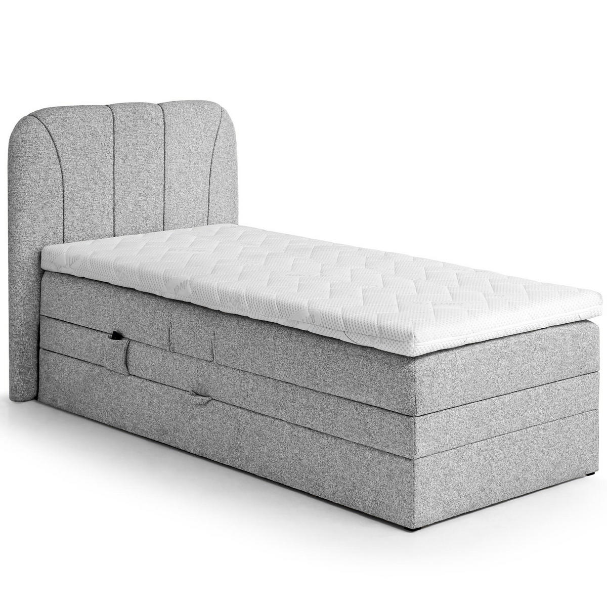 BOXSPRINGOVÁ POSTEL Romeo, jednolůžko s elektrickým polohováním matrace, 90x200 cm, světle šedá - světle šedá, textil (90/200cm) - Beautysofa