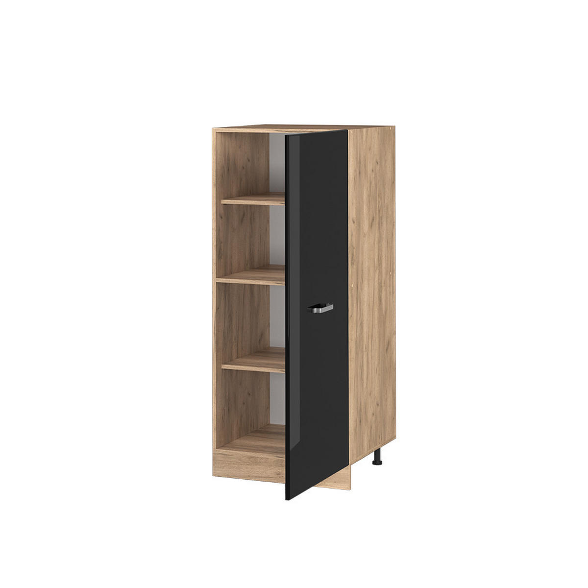 HOCHSCHRANK R-Line Schwarz Hochglanz 60 cm - Honigeiche/Schwarz Hochglanz, Holzwerkstoff (60/143/57cm) - Vicco