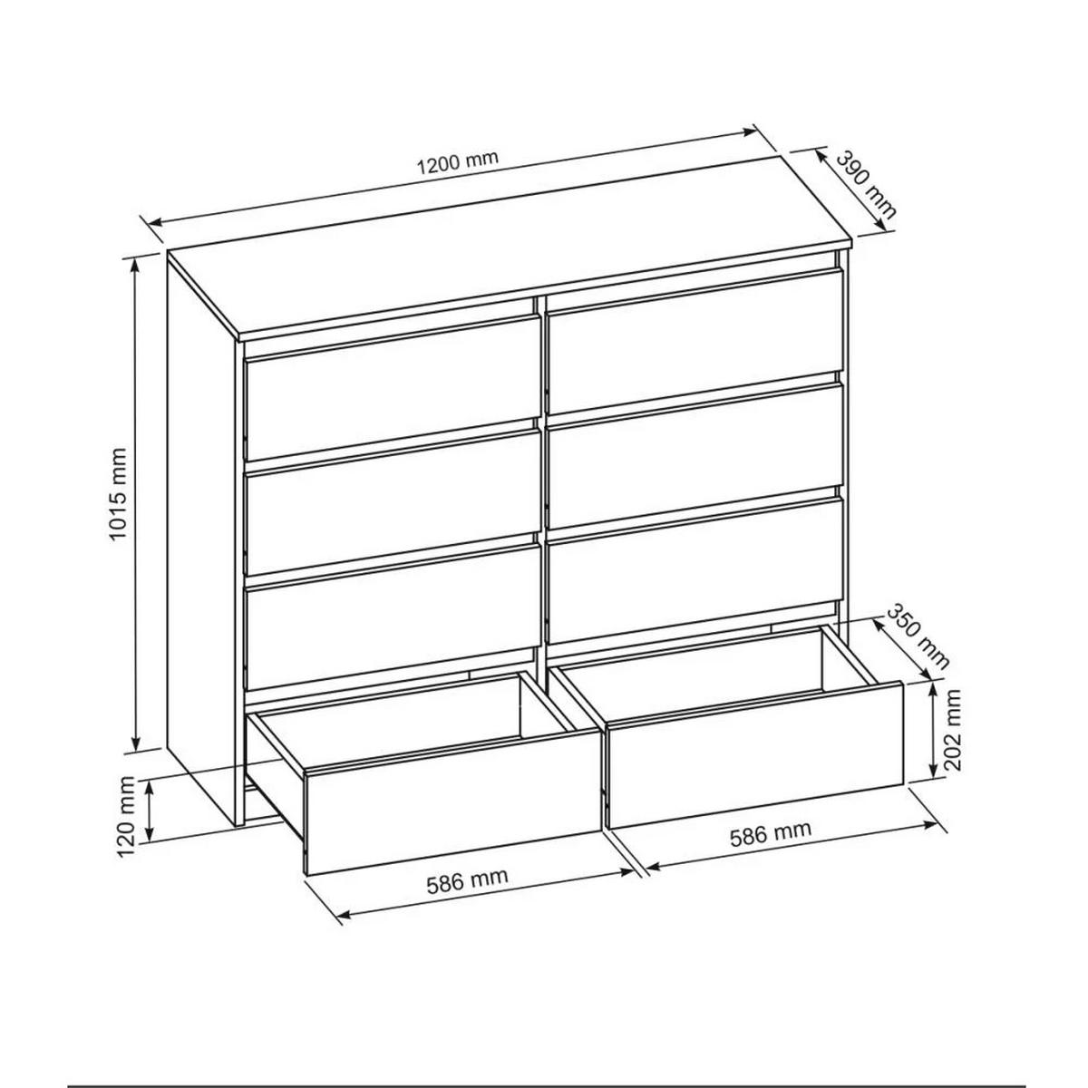 KOMMODE Lemon mit 8 Schubladen, 120 cm, Kaschmir - Kaschmir, Holzwerkstoff (120/101/39cm) - Beautysofa