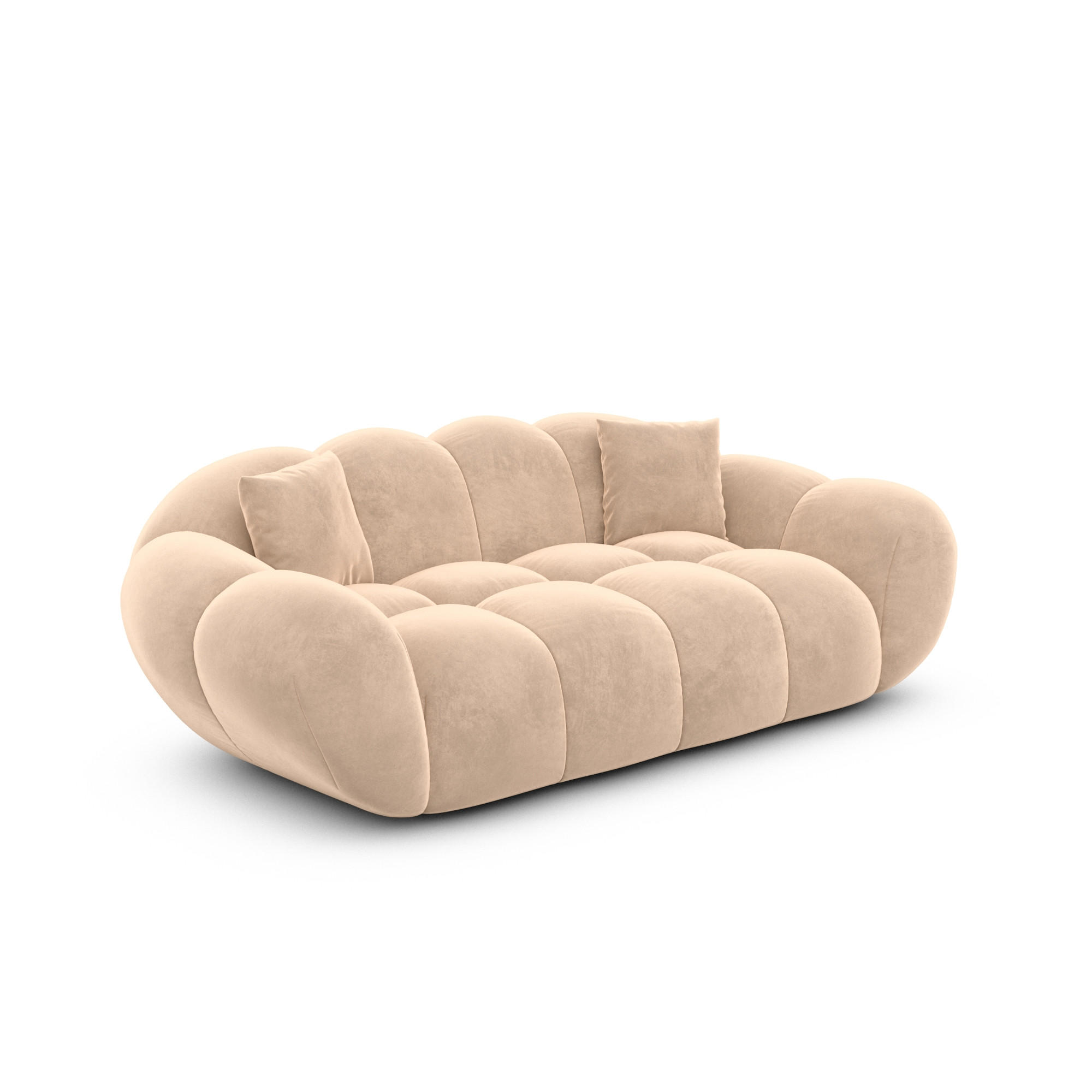 2-SITZER-SOFA Liva Beige Samtstoff - Beige, Textil (200/70/93cm) - VAROYAL