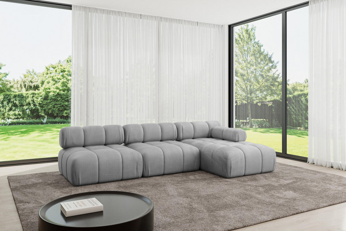 ECKSOFA modulares Sofa Razon-L2 - 285x160x70 cm Hellgrau Velours - Hellgrau, Holzwerkstoff/Textil (285/160cm) - ALTDECOR