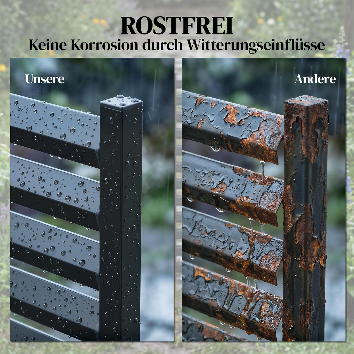 GARTENZAUN Stahl Schwarz - Schwarz, Metall (6.5/91cm) - Outsunny