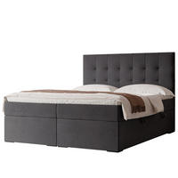 BOXBETT IMPERIAL 160/200 cm, in Grau, mit Matratze und Topper - Grau, Holzwerkstoff/Textil (160/200cm) - Idohome