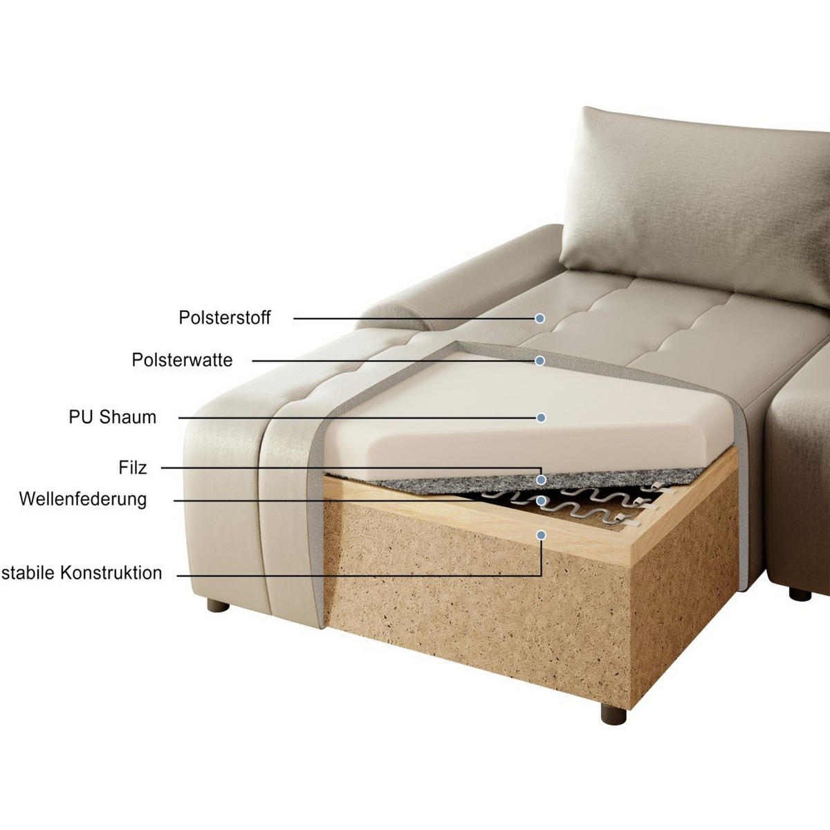 ECKSCHLAFSOFA Costa L dunkelgrau links - Dunkelgrau/Schwarz, Kunststoff/Textil (290/169cm) - Beautysofa
