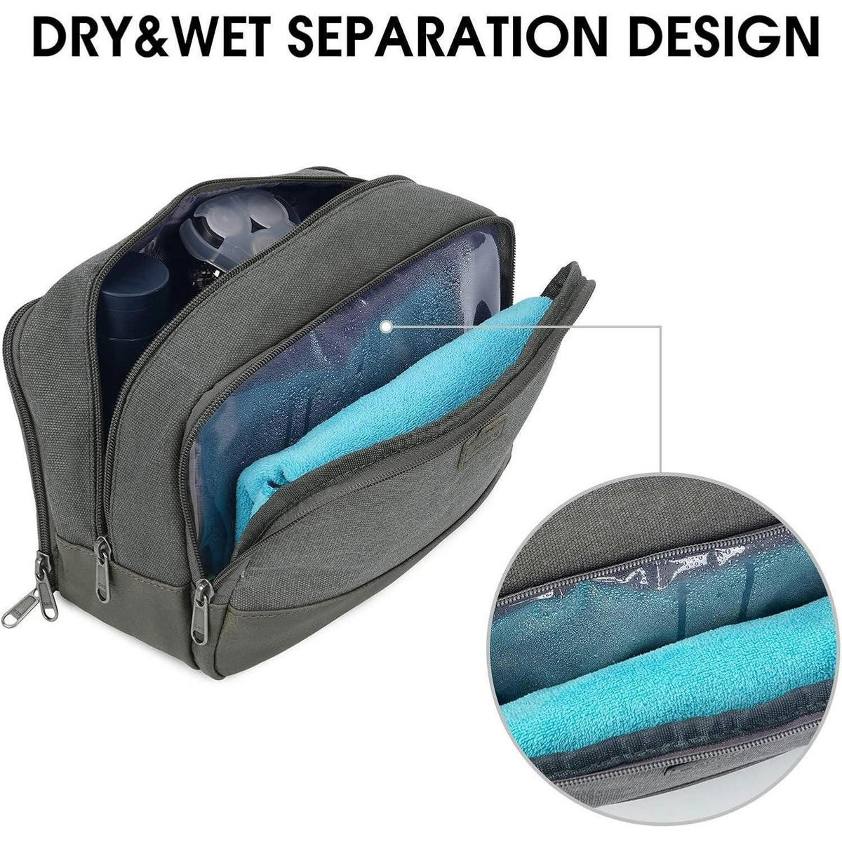 KULTURTASCHE Herren Grau Canvas Wasserabweisend - Grau, Textil (4.5/18.2/28.2cm)
