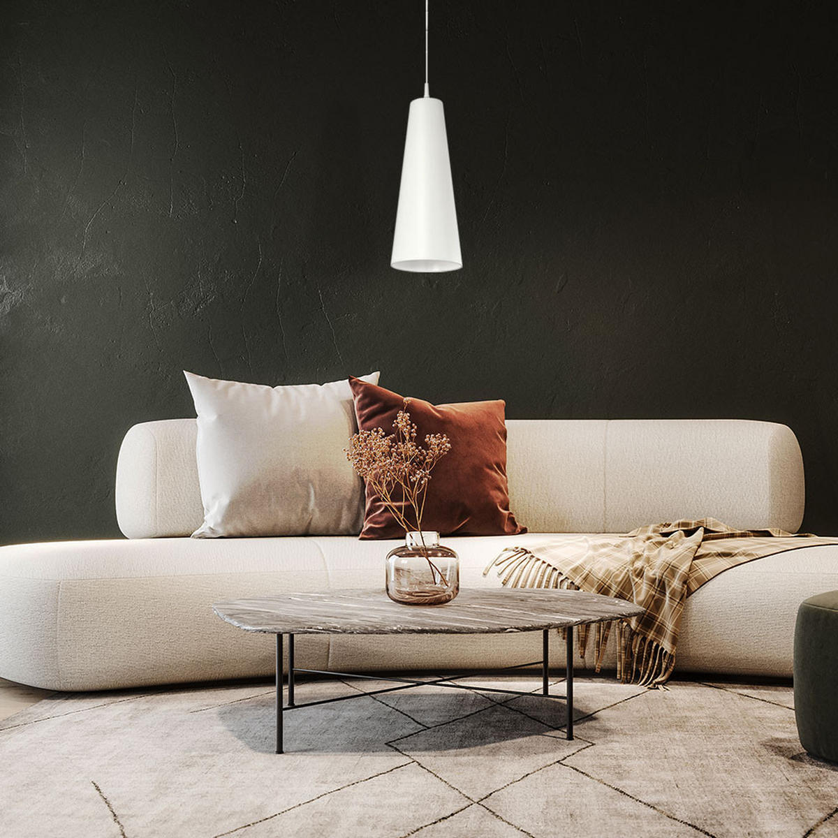 HÄNGELEUCHTE RAZZI Stoff Weiß - Weiß, Textil (20/20/120cm)