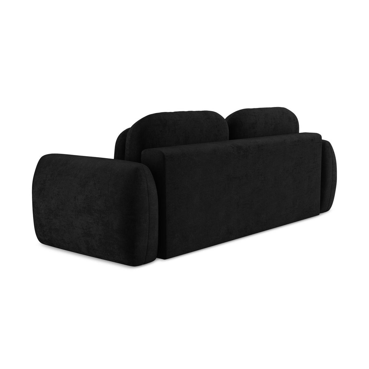 3-SITZER SOFA mit Schlaffunktion Chenille Stoff Schwarz - Schwarz, Holzwerkstoff/Kunststoff (266/95/121cm) - LaMiaSofa