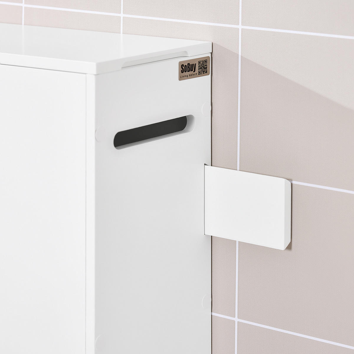TOILETTENROLLENHALTER Weiß - Weiß, Holzwerkstoff (14/42/30cm) - SoBuy