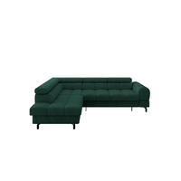 ECKSOFA mit Schlaffunktion Ottomane Links LUMA-L 272x203x70 Grün Velours - Schwarz/Grün, Holzwerkstoff/Kunststoff (272/203cm) - ALTDECOR