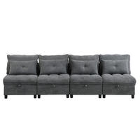 SOFA Chenille mit Stauraum und Schlaffunktion Antik Grau 274/76/87 cm - Alteiche, Textil (274/87/76cm) - Redom