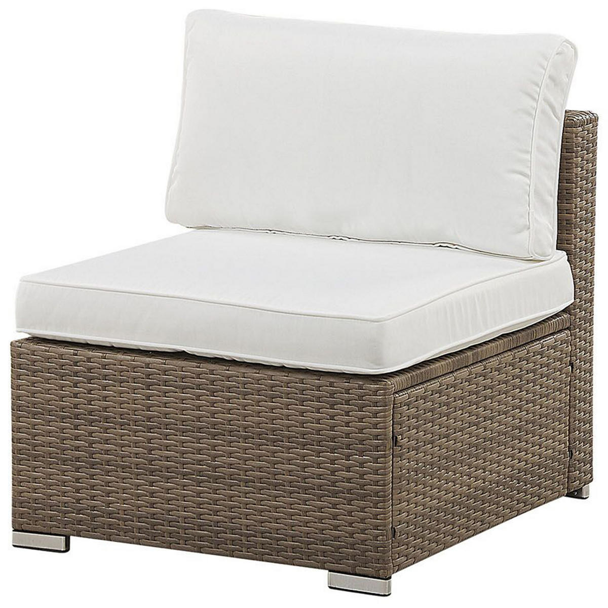 LOUNGE SET 6-Sitzer modular Braun Auflagen weiß Belvedere - Braun/Weiß, Kunststoff - Beliani