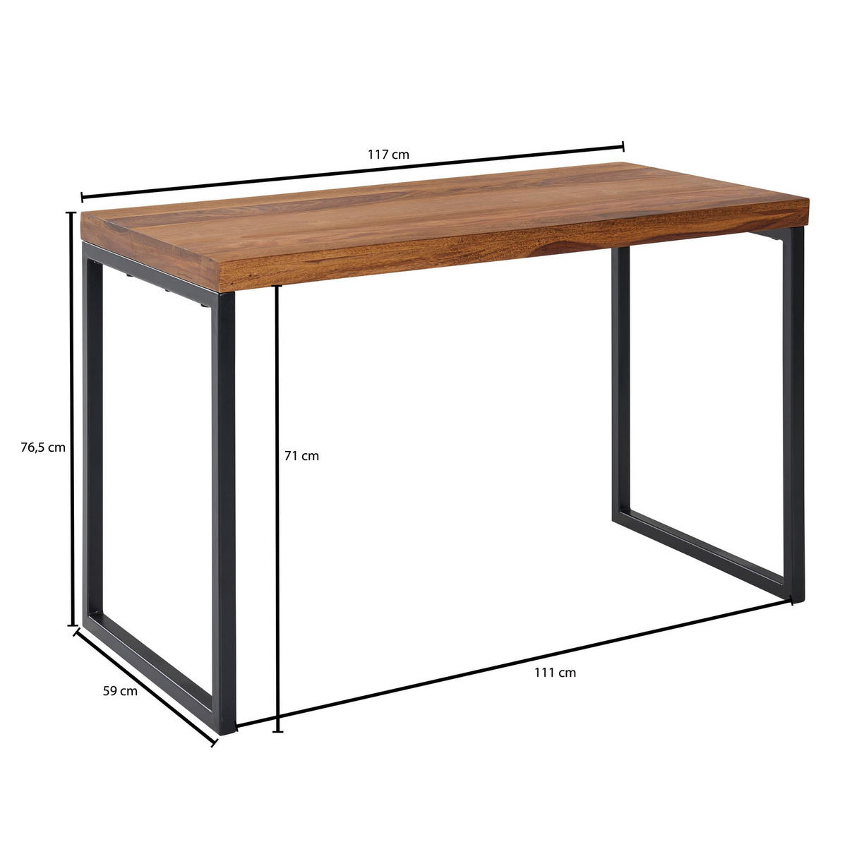 SCHREIBTISCH – Massivholz/Metall, Industrial-Stil, handgefertigt - Schwarz/Braun, Holz/Metall (59/117/77cm) - KADIMA DESIGN