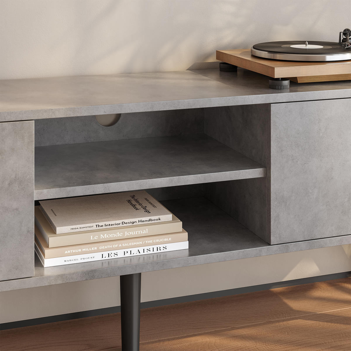 LOWBOARD Eskilstuna - Grau, Holz/Holzwerkstoff (120/46.5/29.5cm) - [en.casa]