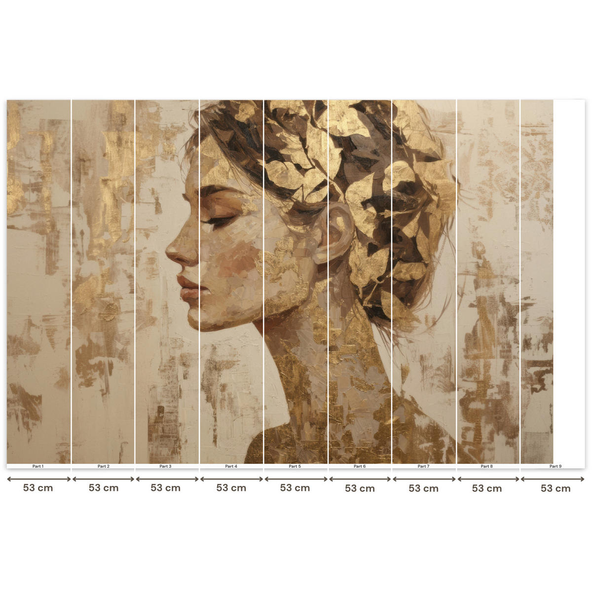 TAPETE - Frau - Gold - Abstrakt - Textur - 450x300 cm - Goldfarben, Papier (450/300cm) - OnlyWow