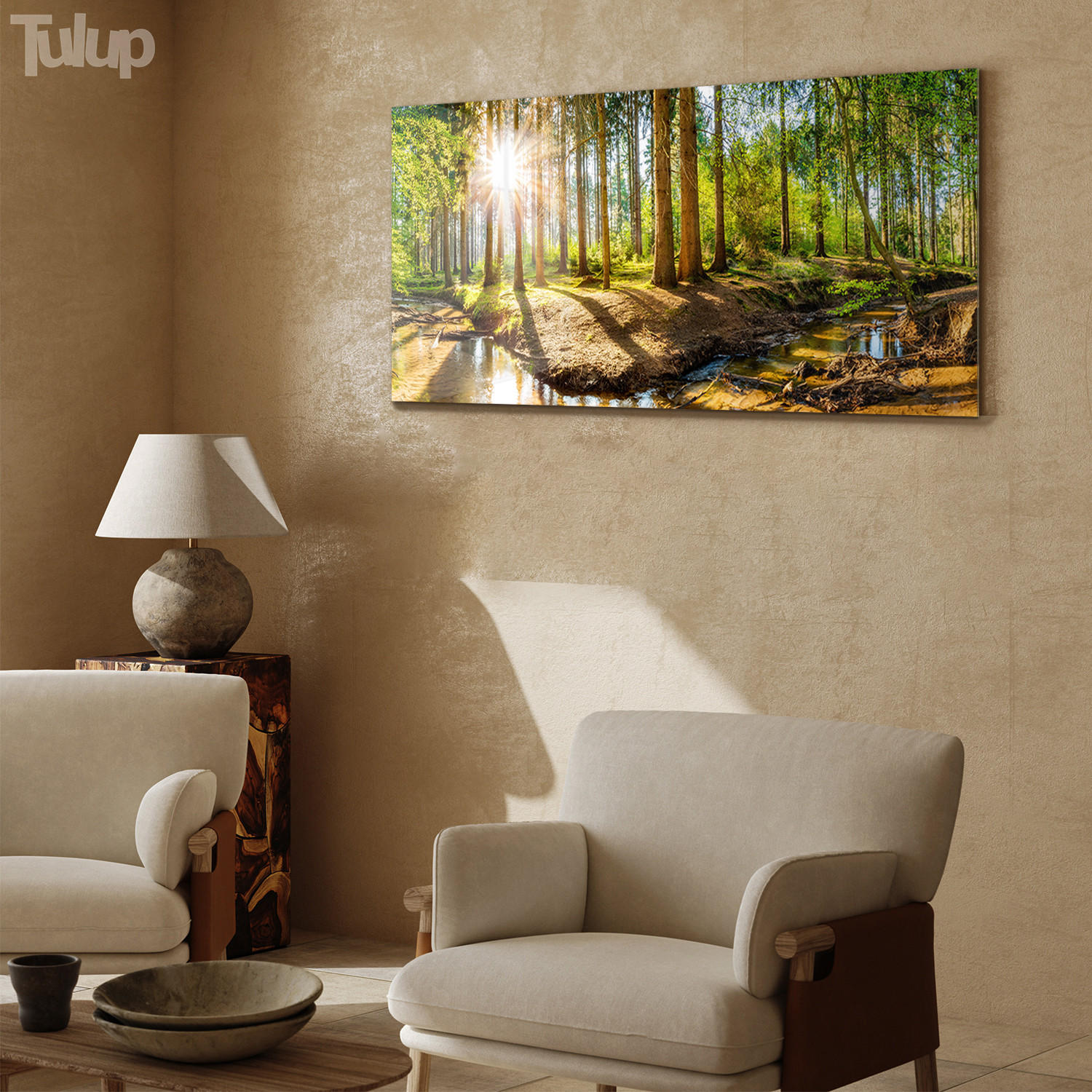 GLASBILD 120x60 cm Landschaftspanorama - Waldgrün, Glas (120/60cm) - TULUP