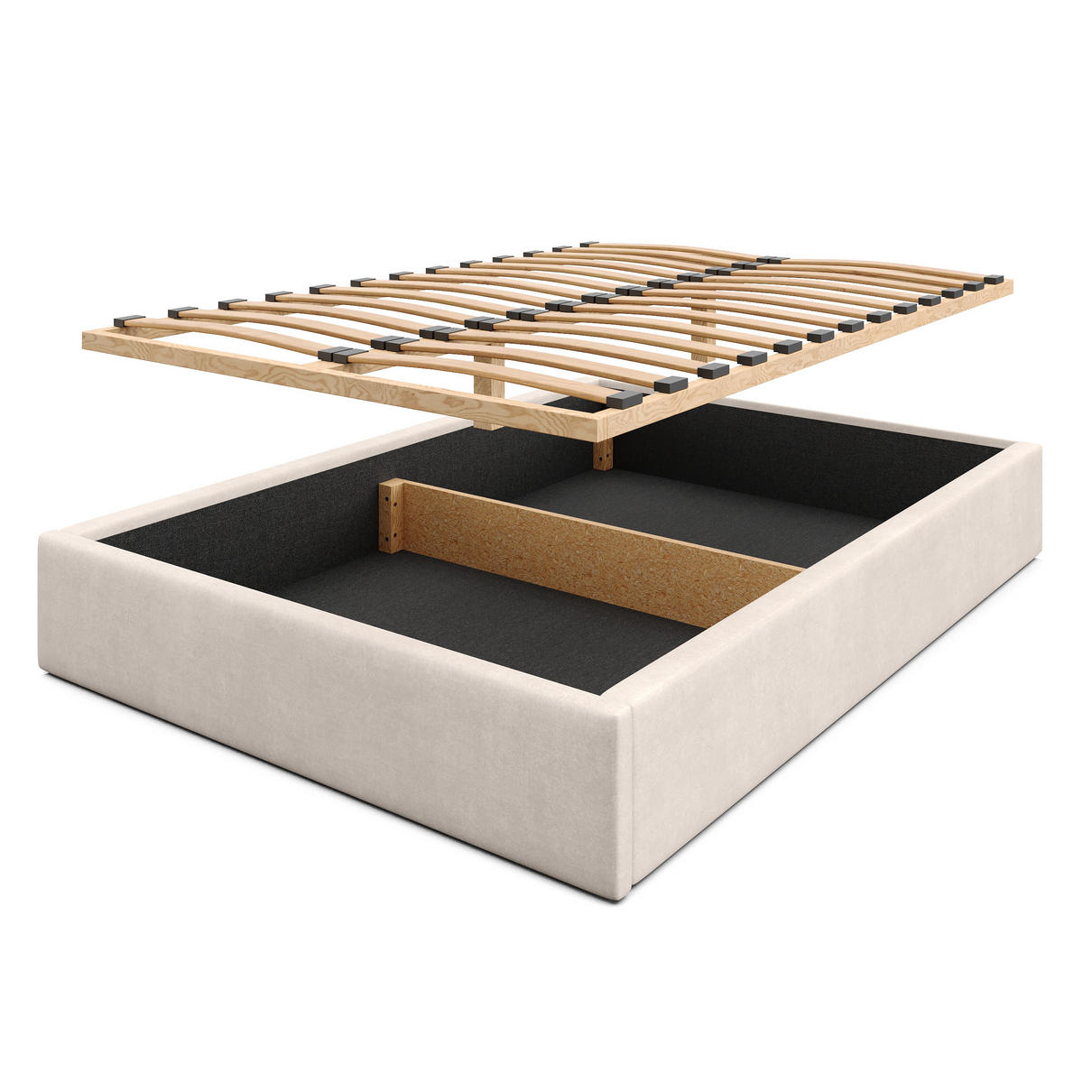 POLSTERBETT 140x200cm Bett mit Stauraum Lattenrost Creme - Creme, Holz/Holzwerkstoff (140/200cm) - Muralo