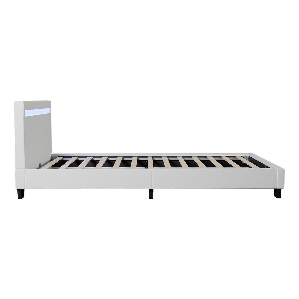 POLSTERBETT Verona mit LED weiß 90x200cm - Weiß, Holz (95/200cm) - Juskys