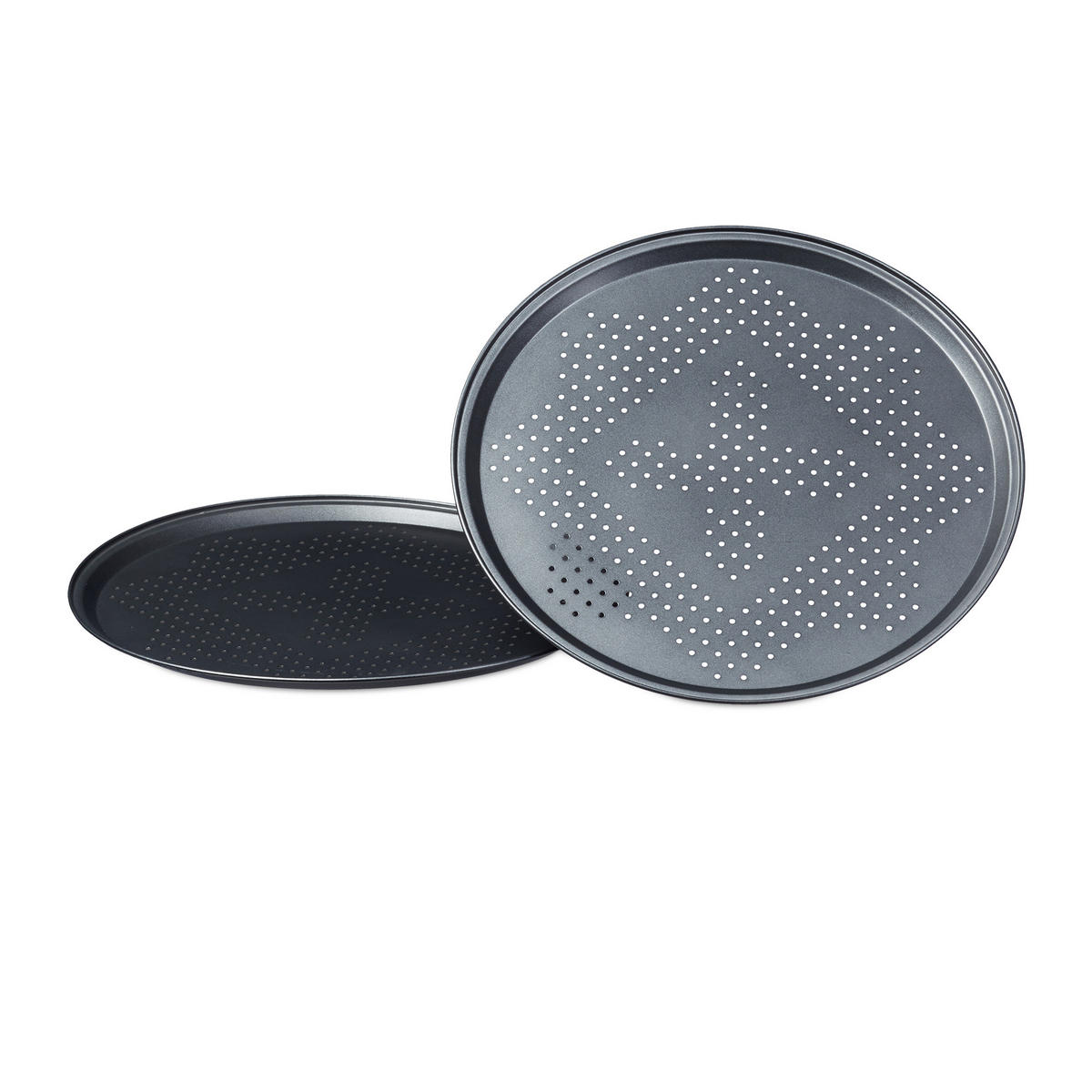 PIZZABLECHE Set - Anthrazit, Metall (32/1.3/32cm) - Relaxdays