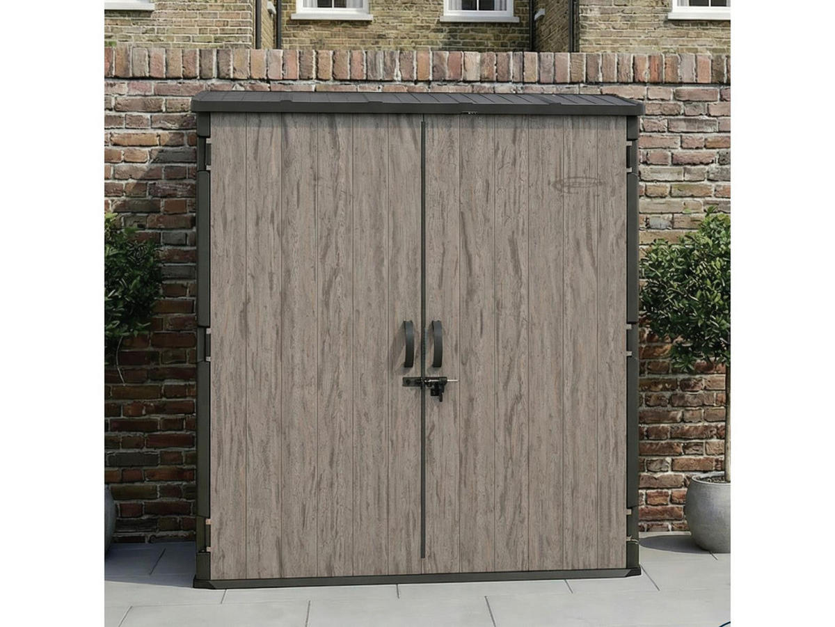 GERÄTESCHRANK 179 x 112 x 197 cm kompakt mit breiter Doppeltür in Holzoptik, 3 m³ Stauraum, anthrazit - Braun, Kunststoff (114/33/197cm) - Suncast