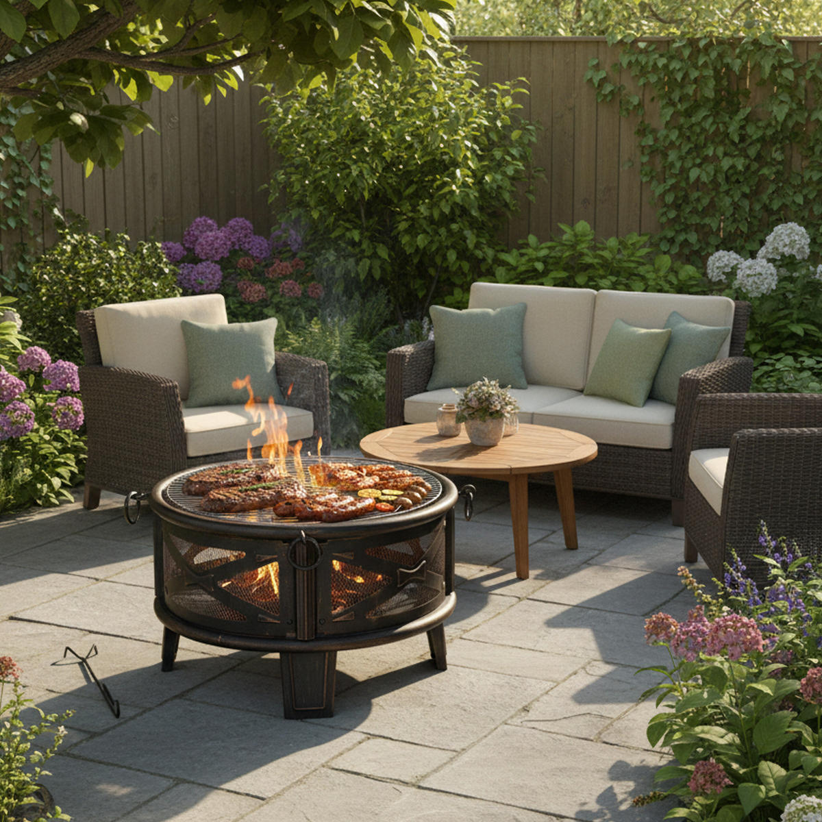 FEUERSCHALE - Schwarz, Metall (66/58/66cm) - Relaxdays