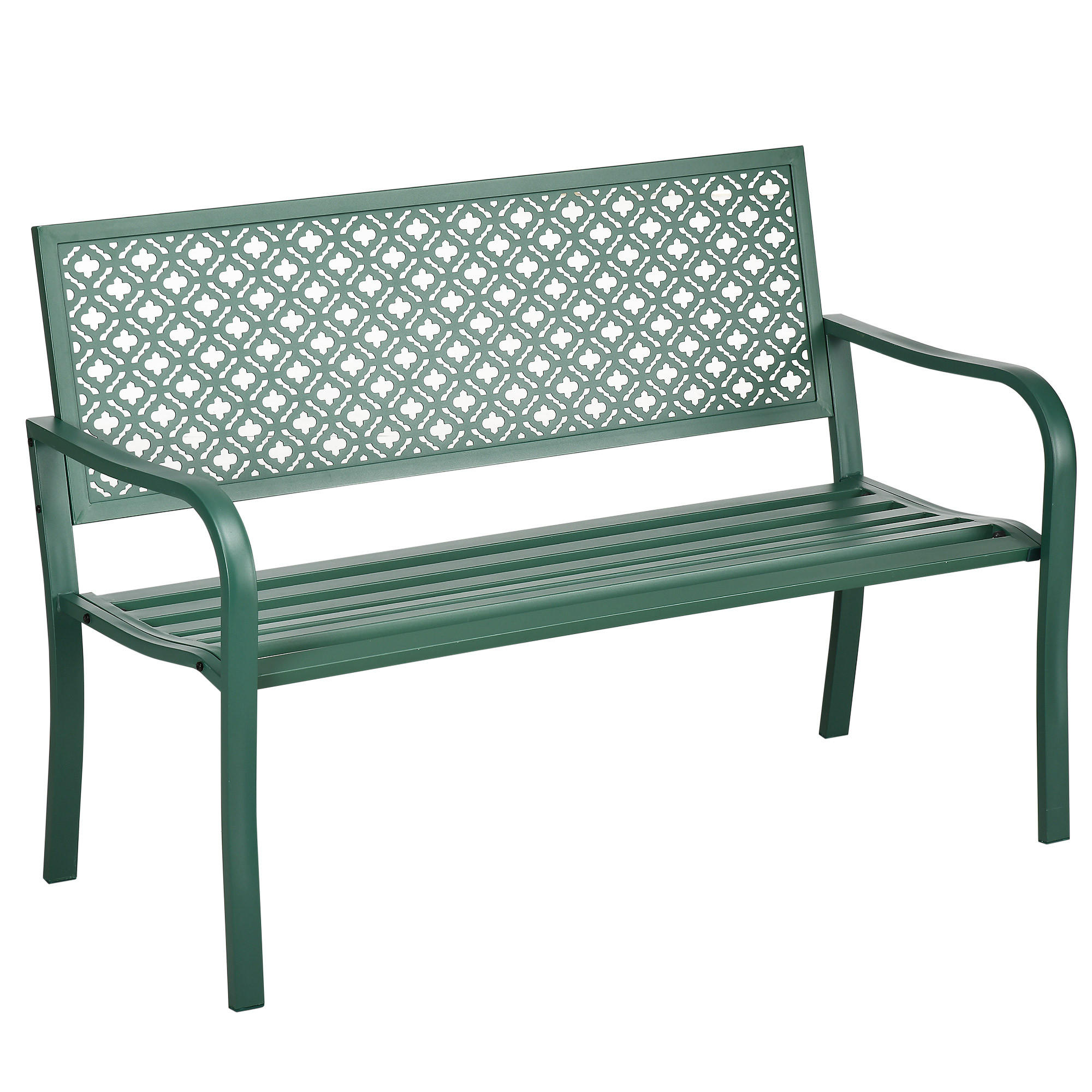 SITZBANK MIT BLUMENMUSTER, max. 240 kg, 127 x 63 x 83 cm, Stahl, Dunkelgrün - Dunkelgrün, Metall (127/83/63cm) - Outsunny