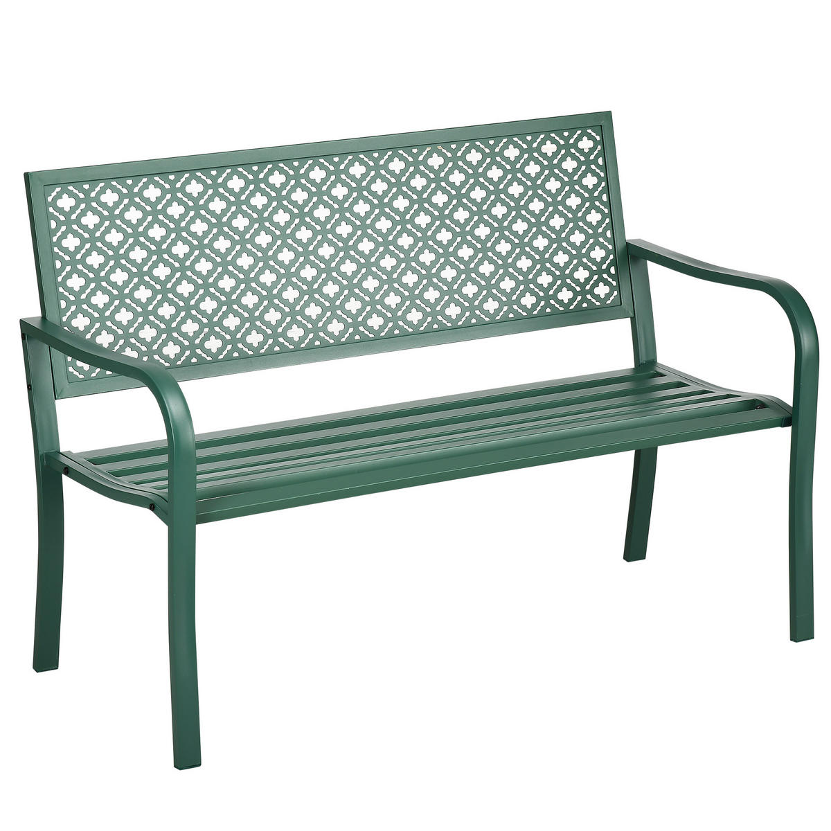 SITZBANK MIT BLUMENMUSTER, max. 240 kg, 127 x 63 x 83 cm, Stahl, Dunkelgrün - Dunkelgrün, Metall (127/83/63cm) - Outsunny