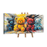 GEMÄLDE Leuchtende Bären auf Keilrahmen 115x50 cm - Multicolor, Holz (115/50cm) - YS-art gallery