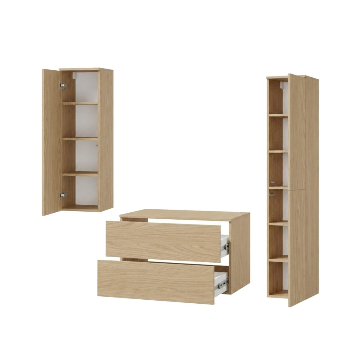 BADMÖBEL-SET Color Frühlings-Eiche 3-Teilig (2S 80 + 1D 100 + 2D 160) - Eichefarben, Holzwerkstoff (140/160/45cm) - mzm24