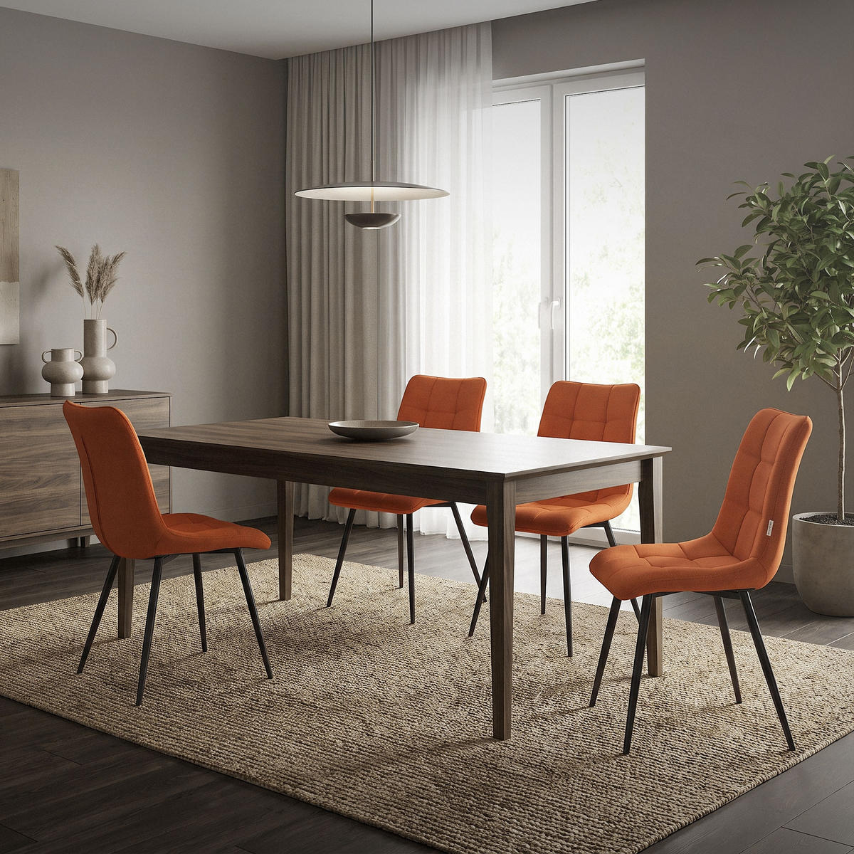 ESSZIMMERSTÜHLE 2ER-SET Orange Stoffbezug - Schwarz/Orange, Textil/Metall (49/89/60.5cm) - ML-DESIGN