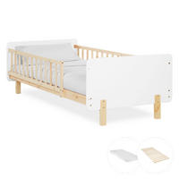 KINDERBETT Weiß 90/200 Lattenrost Matratze Rausfallschutz - Weiß, Holz (100/67/208cm) - Homestyle4u