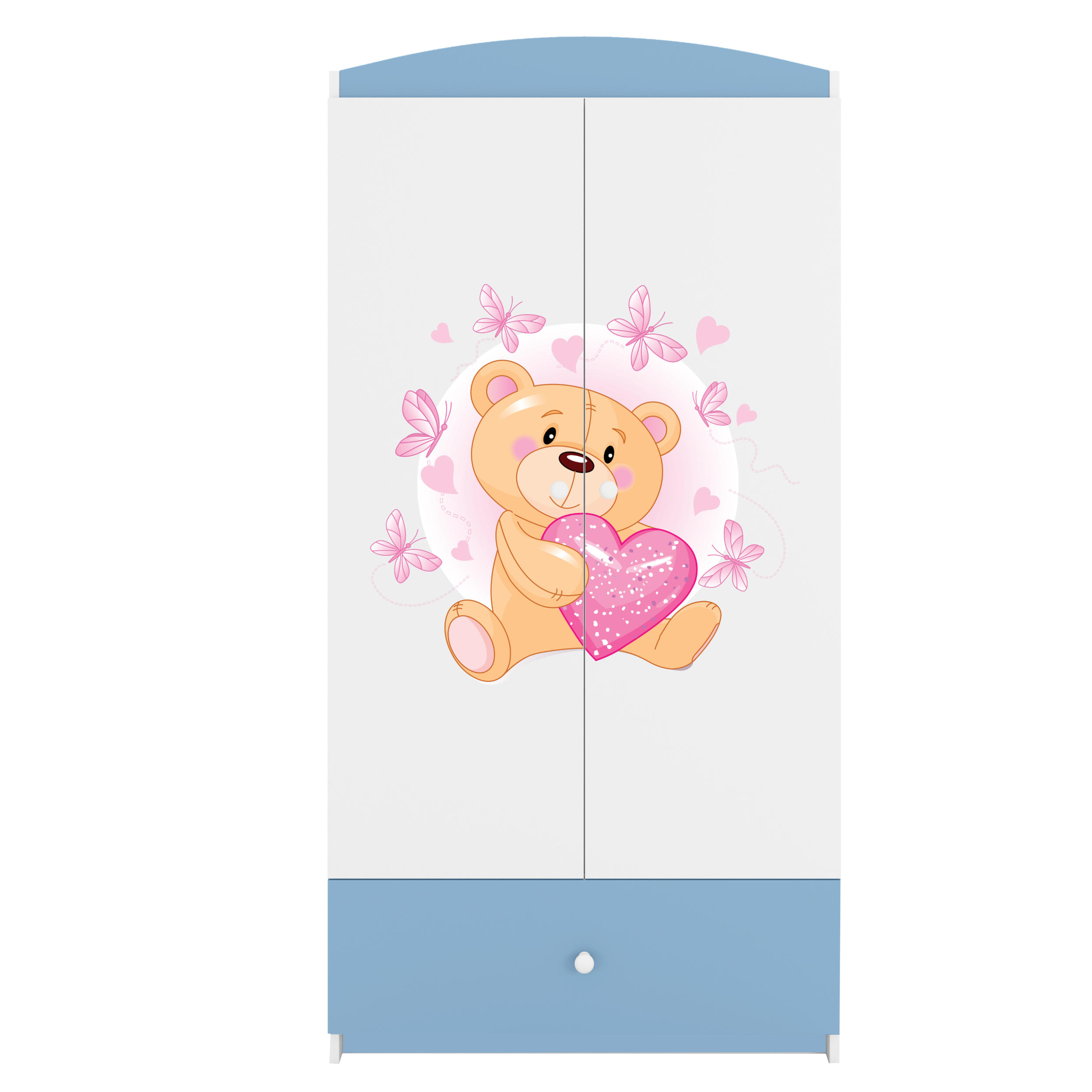 KINDERKLEIDERSCHRANK Teddybär I - Blau, Holzwerkstoff (90/175/52cm) - RAUMHIRSCH FURNITURE